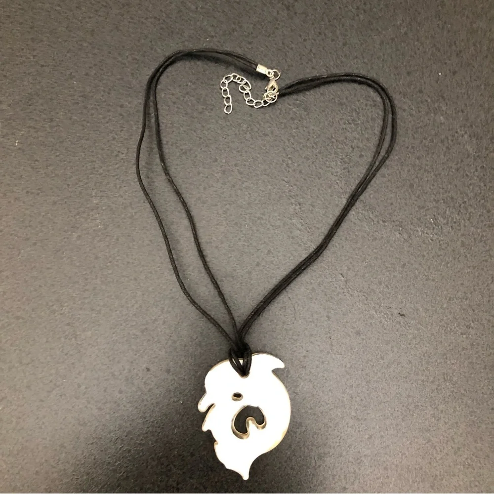 Intertwined Dolphin Pendant Necklace with Black Chord Cream - Picture 6 of 6
